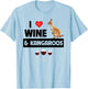 I Love Wine and Kangaroos Australian Marsupial Drinking T-Shirt - T-Shirt | Light Blue