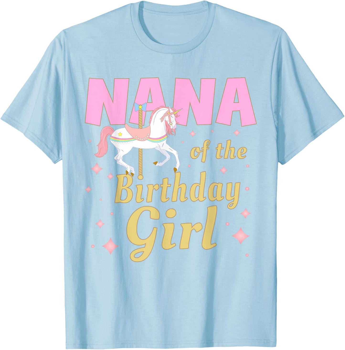 Nana Carousel Party 1st First Birthday Girl Family Matching T-Shirt - T-Shirt | Light Blue