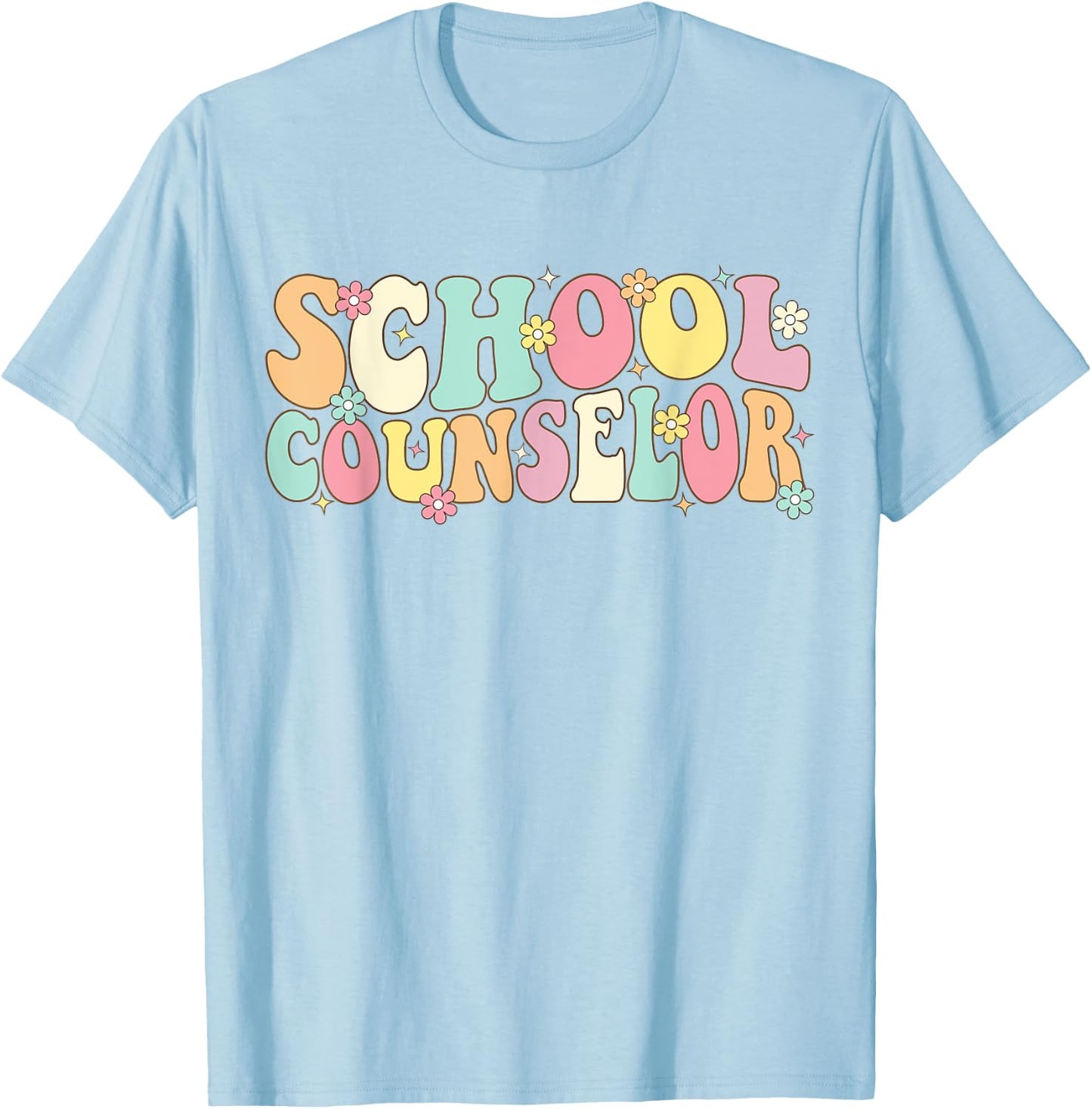 Groovy School Counselor Back To School Teacher Counseling Men Women Girls Kids T-Shirt - T-Shirt | Light Blue