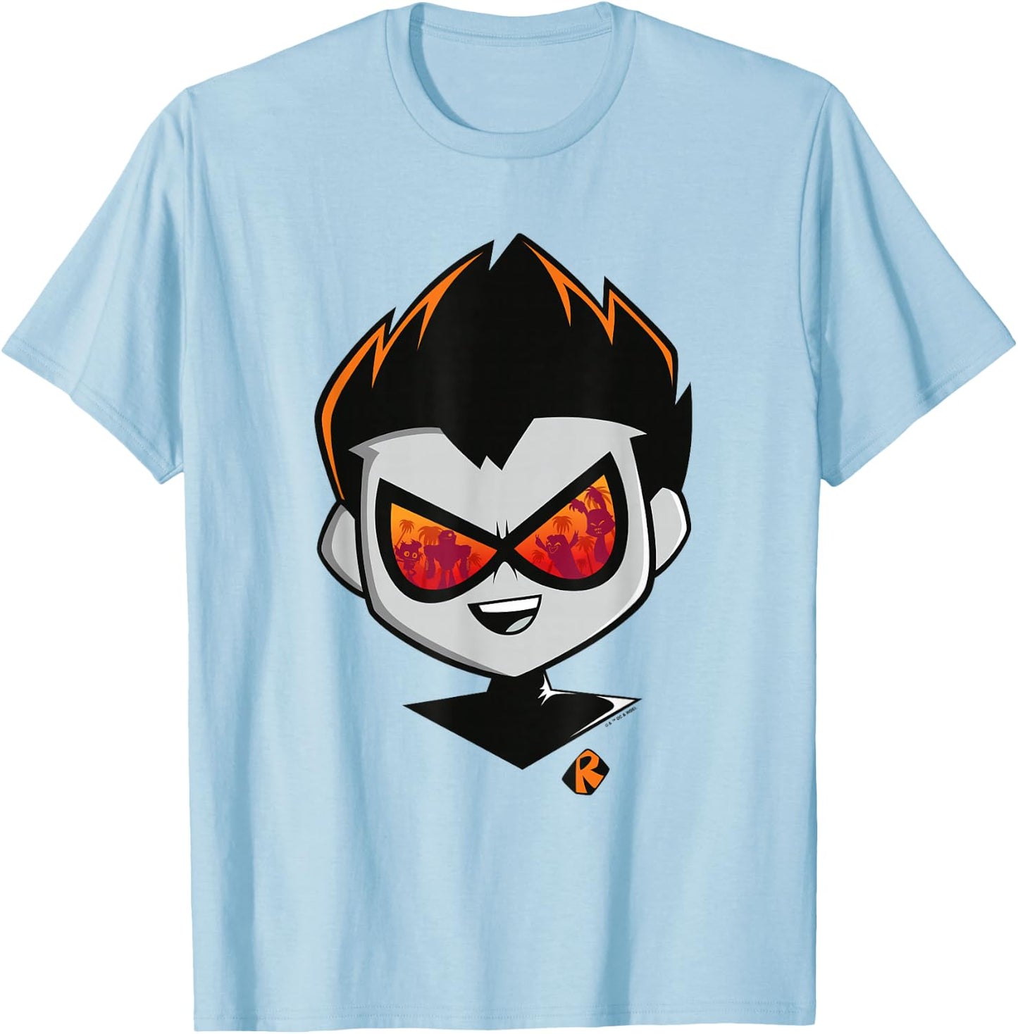 Teen Titans Go! To The Movies Retro Robin Hollywood Big Face T-Shirt - T-Shirt | Light Blue