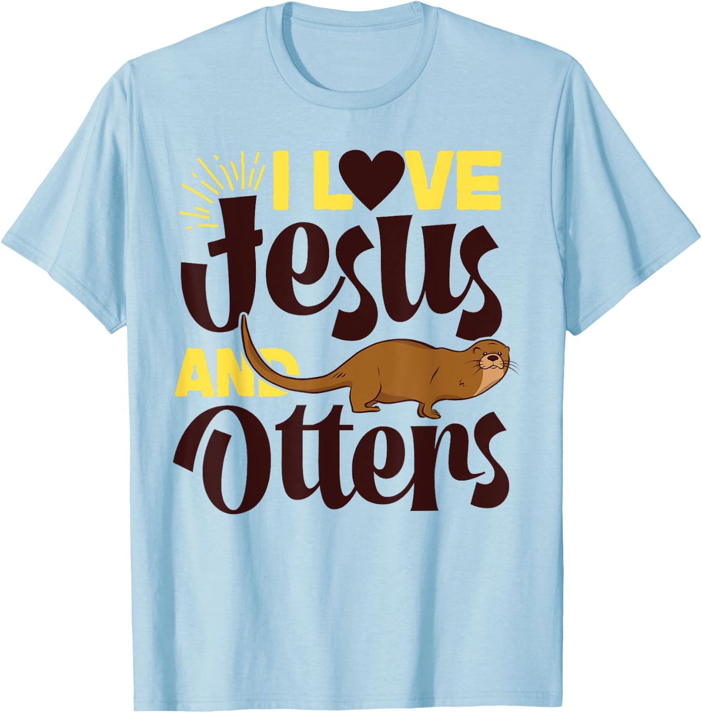 Otter Jesus Faith Christian I Love Jesus And Otters T-Shirt - T-Shirt | Light Blue