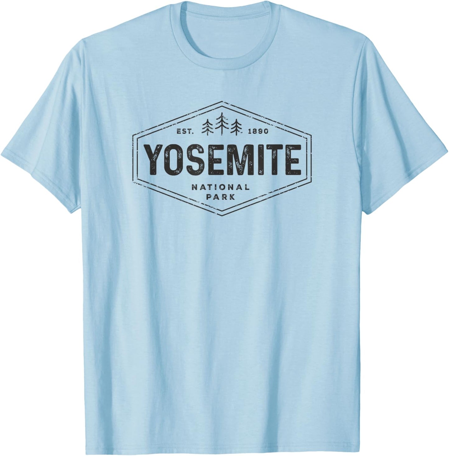 Retro Yosemite California Established 1890 National Park T-Shirt - T-Shirt | Light Blue