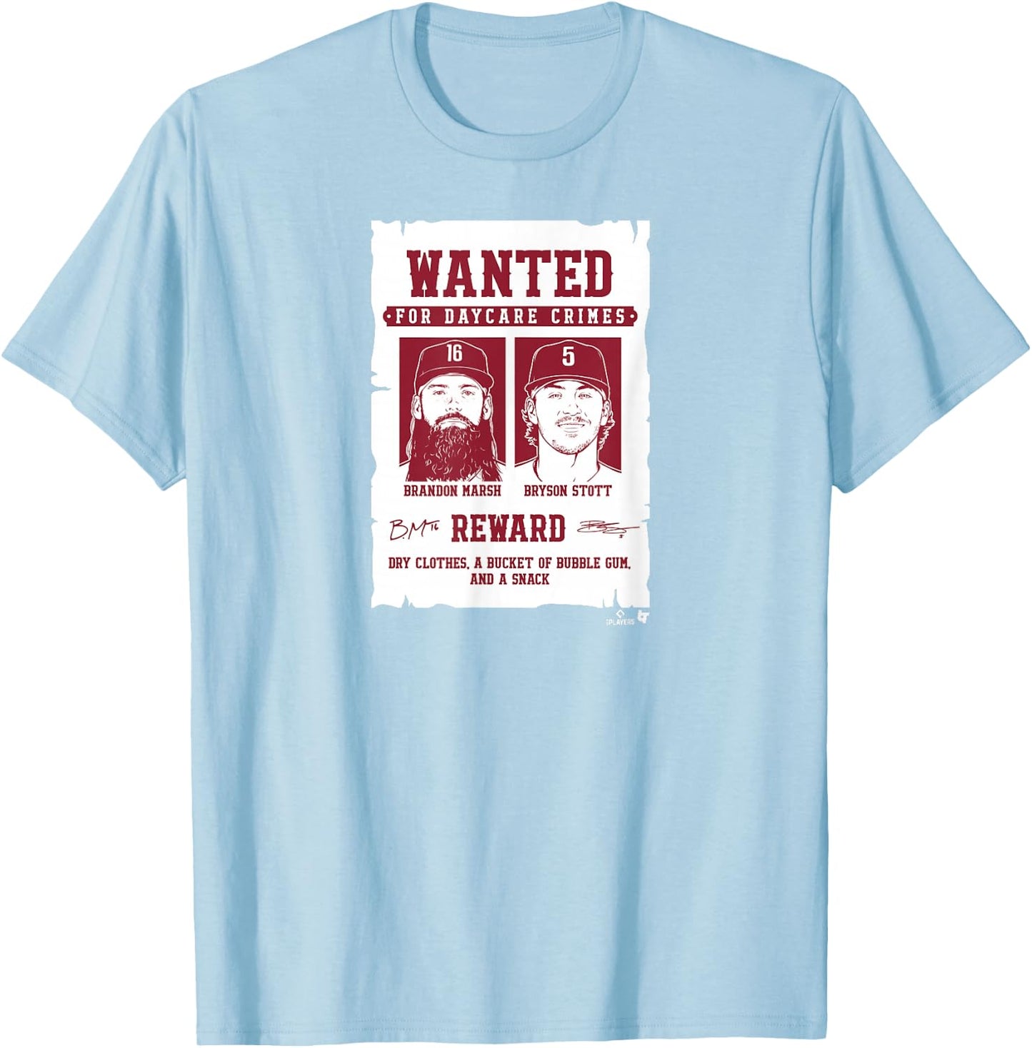 Bryson Stott & Brandon Marsh - Daycare Crimes - Philadelphia T-Shirt - T-Shirt | Light Blue