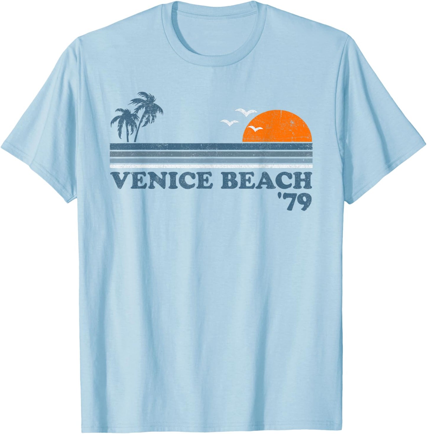 Vintage Venice Beach California Retro Sunset Surf 70's Gift Men Women Kids T-Shirt - T-Shirt | Light Blue