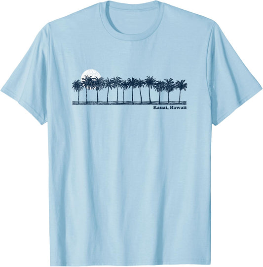 Kauai Vintage 70s Retro Throwback Design T-Shirt - T-Shirt | Light Blue