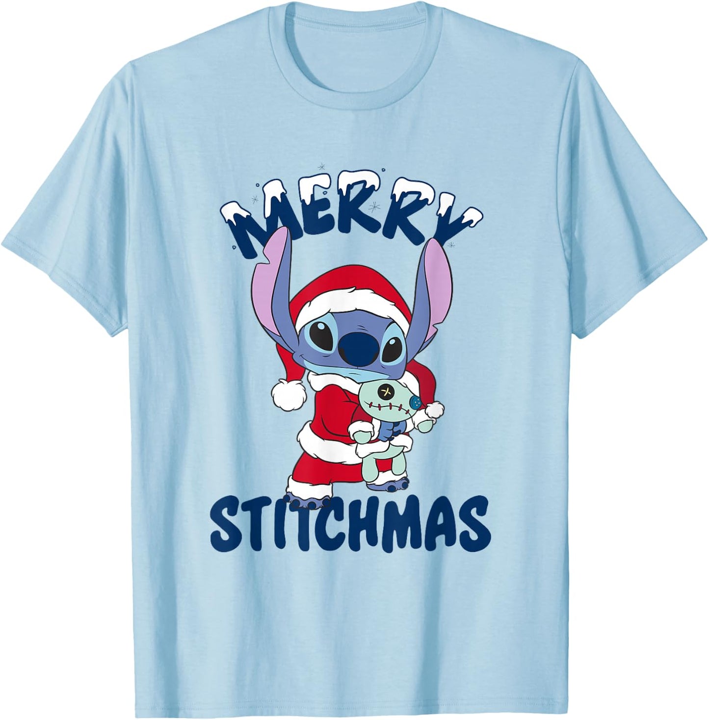 Disney Lilo & Stitch Christmas Merry Stitchmas Portrait T-Shirt - T-Shirt | Light Blue