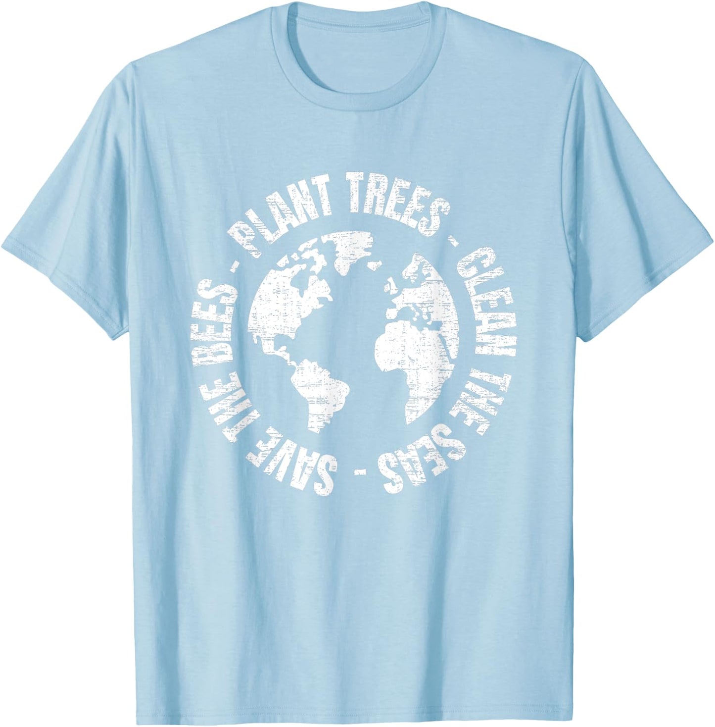 Earth Day Save Bees Plant Trees Clean Seas Environmentalist T-Shirt - T-Shirt | Light Blue