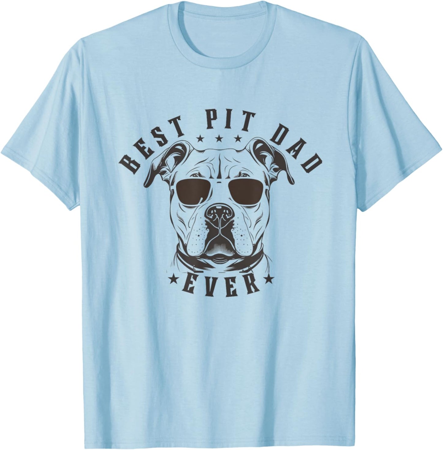 Men's Best Pitbull Dad Ever with Graphic Pitbull Face T-Shirt - T-Shirt | Light Blue