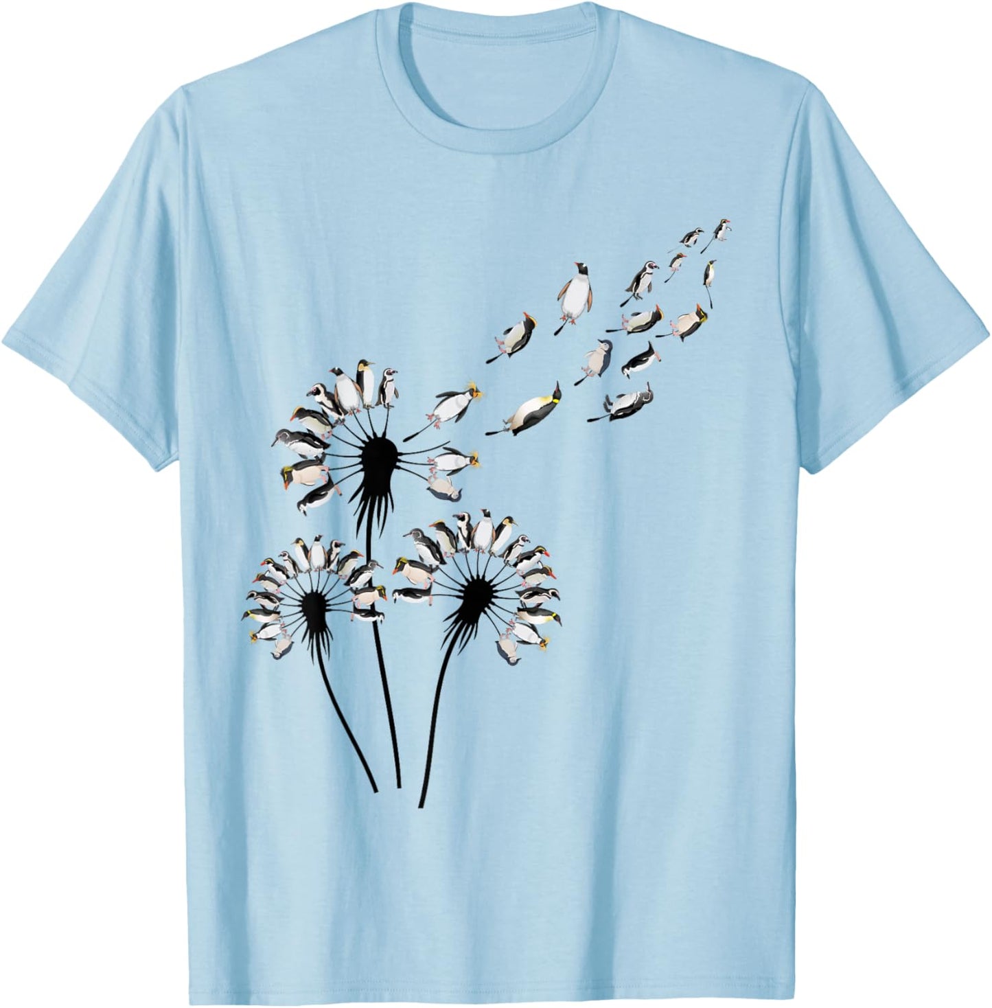 Dandelion Penguins Shirt for Penguin Lover | Penguin T-Shirt - T-Shirt | Light Blue