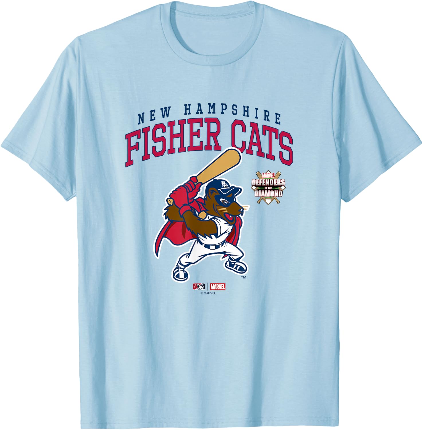 Marvel x MiLB New Hampshire Fisher Cats Big Chest Logo T-Shirt - T-Shirt | Light Blue