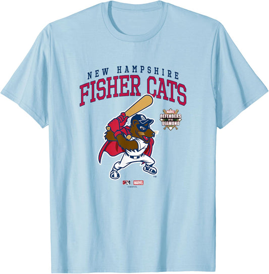 Marvel x MiLB New Hampshire Fisher Cats Big Chest Logo T-Shirt - T-Shirt | Light Blue