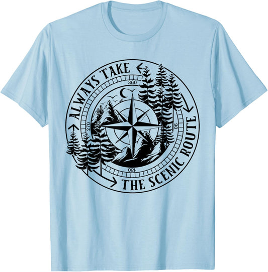 Always Take The Scenic Route T-Shirt - T-Shirt | Light Blue