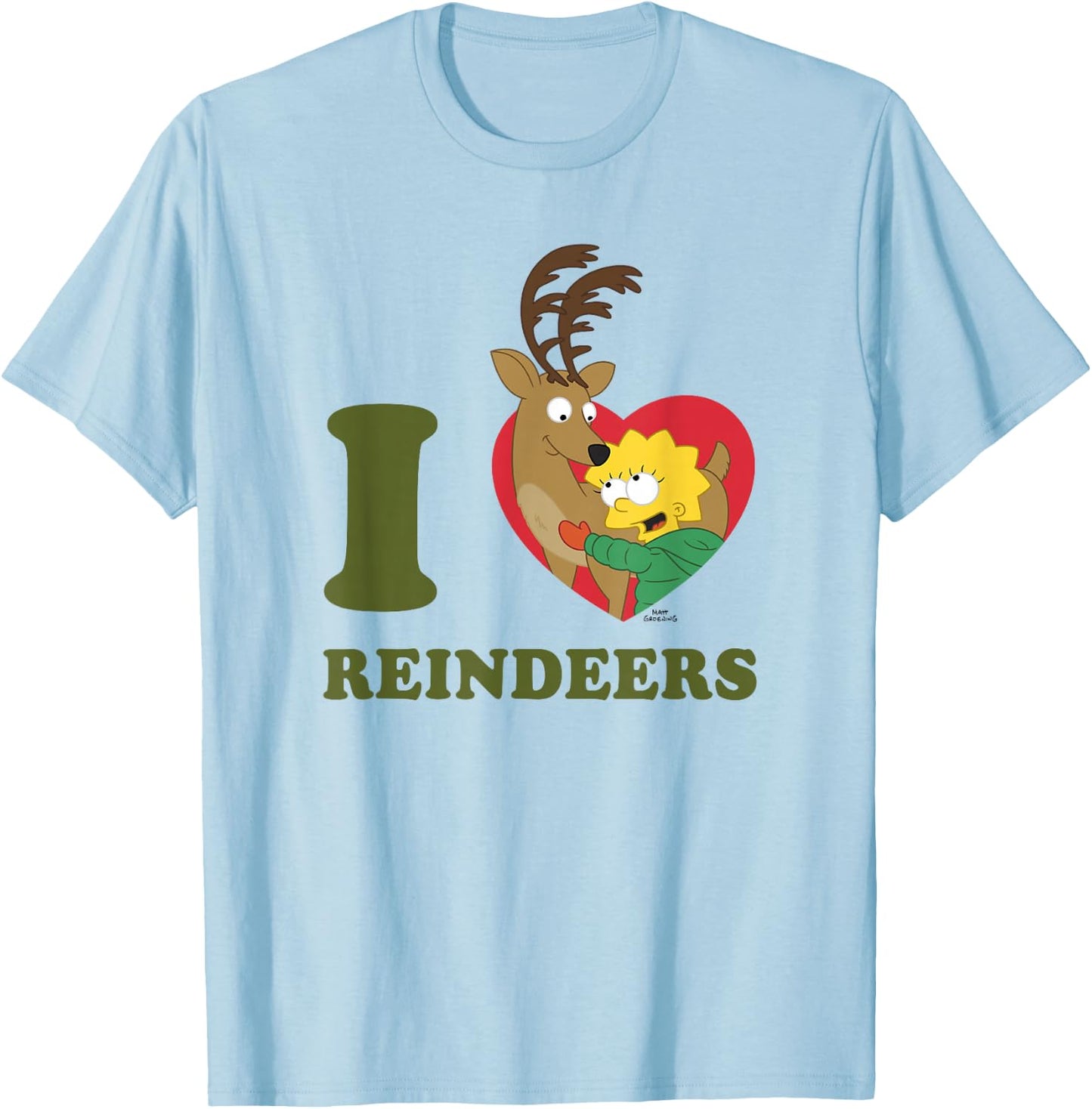 The Simpsons Christmas Maggie I Love Reindeers T-Shirt - T-Shirt | Light Blue