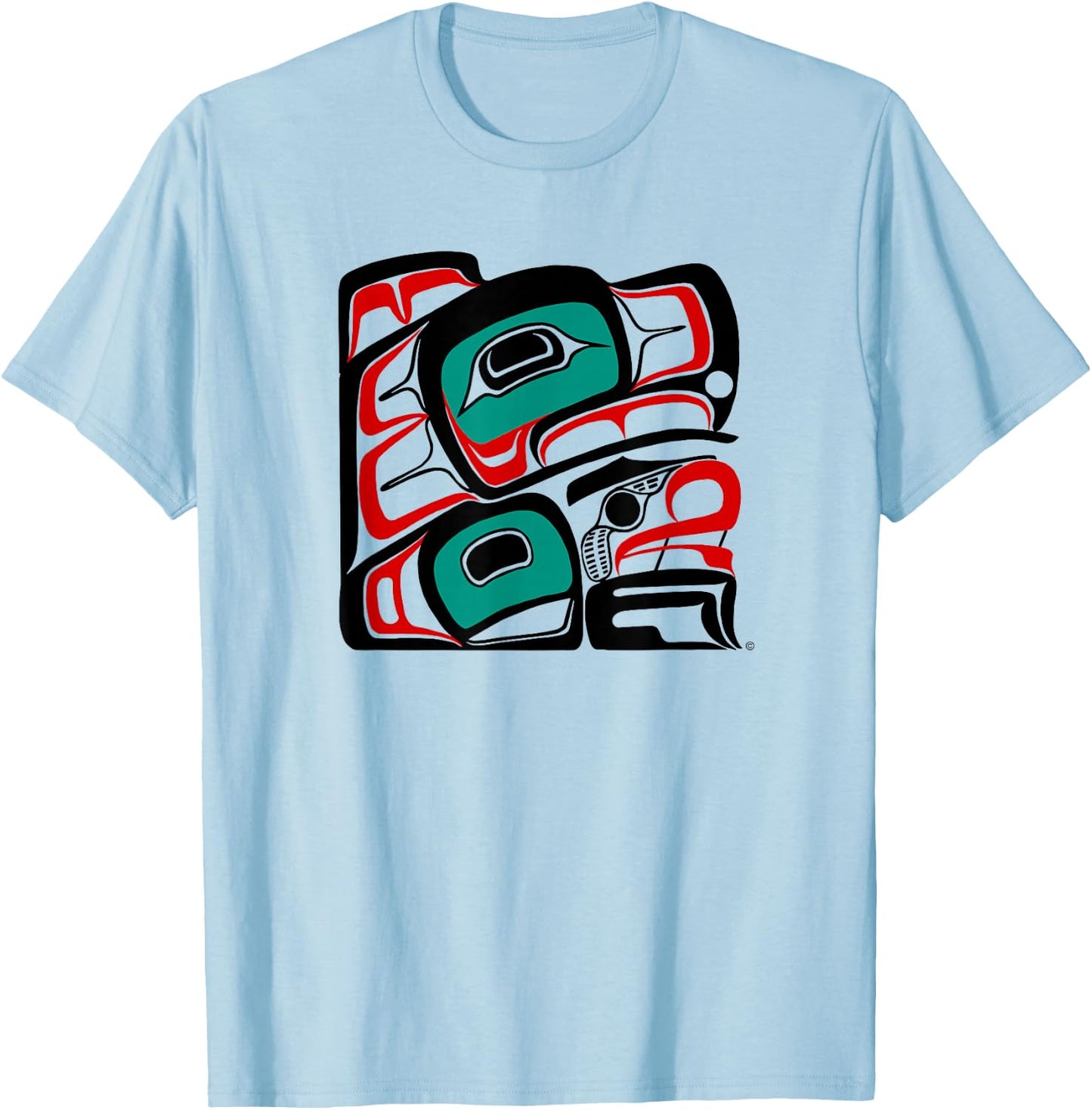Eagle of NW Coast Native American Canadian Indian Style T-Shirt - T-Shirt | Light Blue