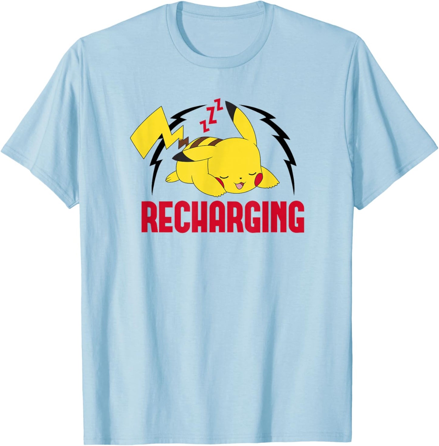 Pokémon Pikachu Sleeping Recharging Poster T-Shirt - T-Shirt | Light Blue