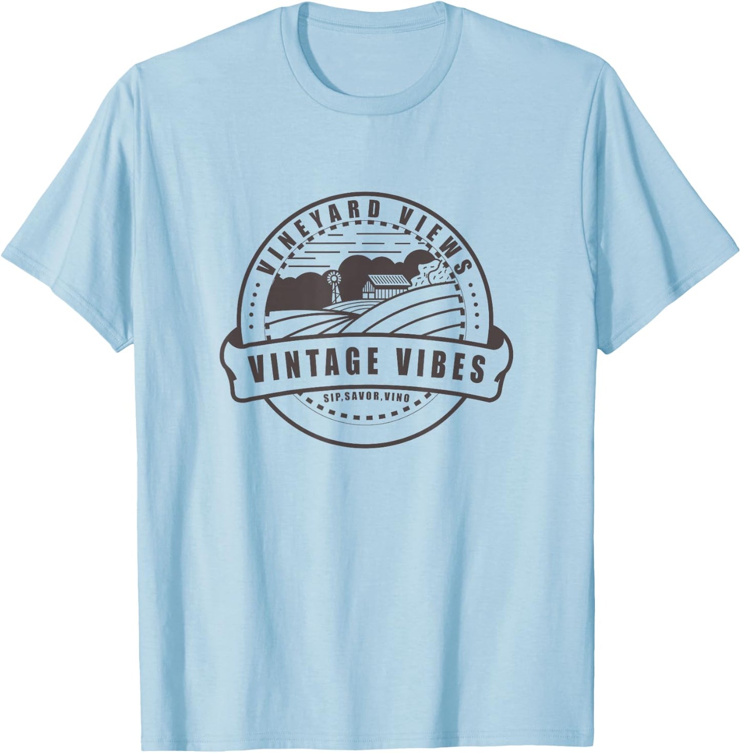 Vineyard Views Vintage Vibes Winery Farm Vines T-Shirt - T-Shirt | Light Blue