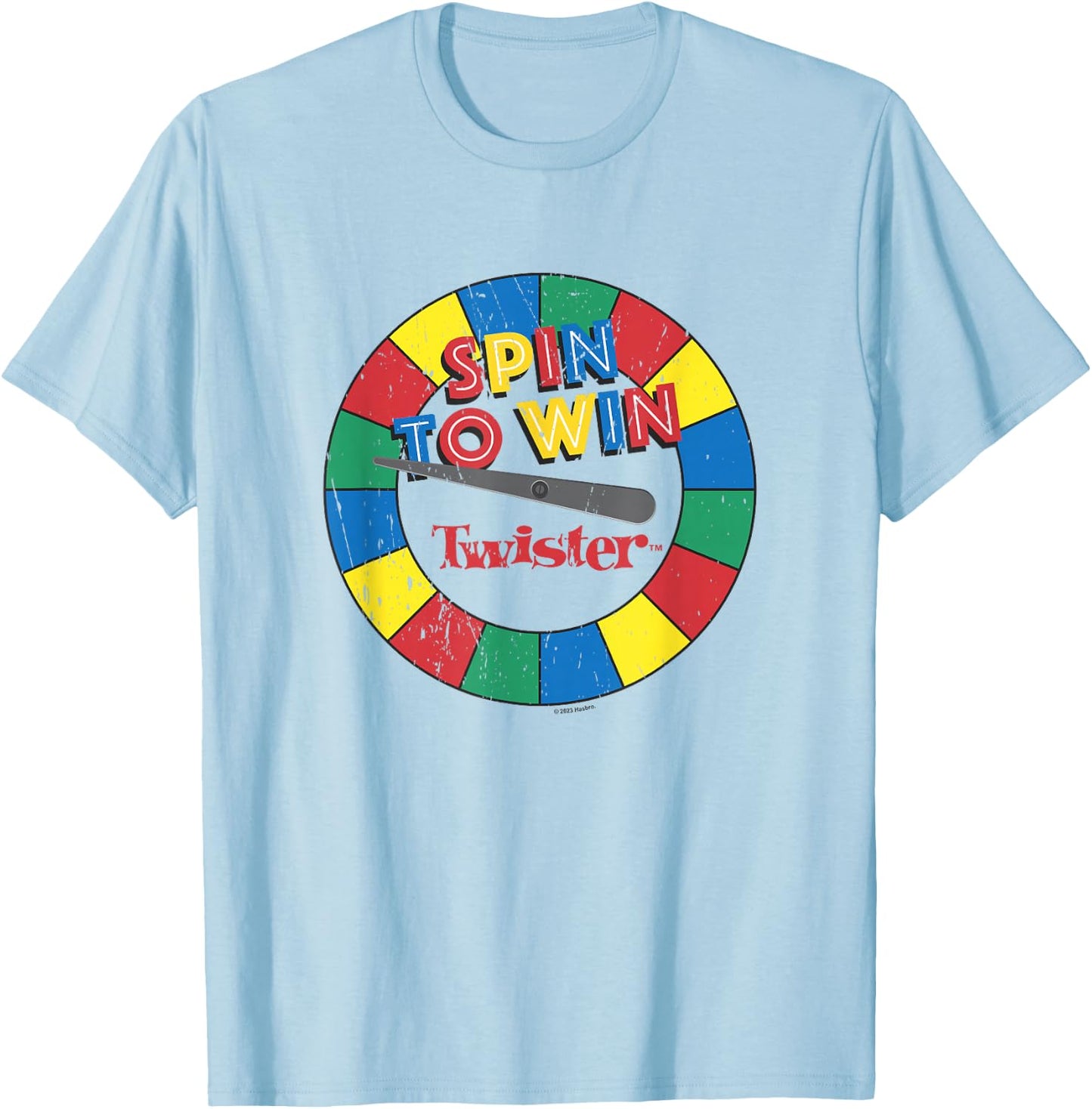 Twister Vintage Retro Distressed Spin To Win Game Logo T-Shirt - T-Shirt | Light Blue