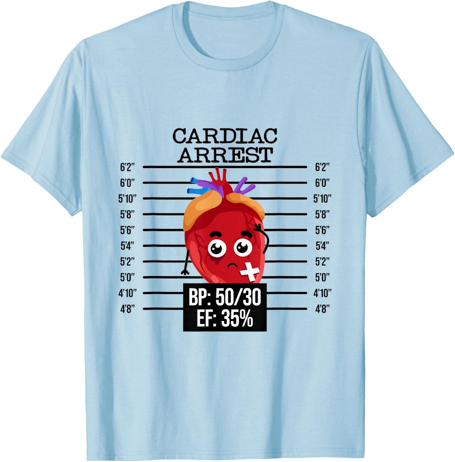 Funny Cardiology Badge Reel, Cardiac Arrest EKG Badge Holder T-Shirt - T-Shirt | Light Blue