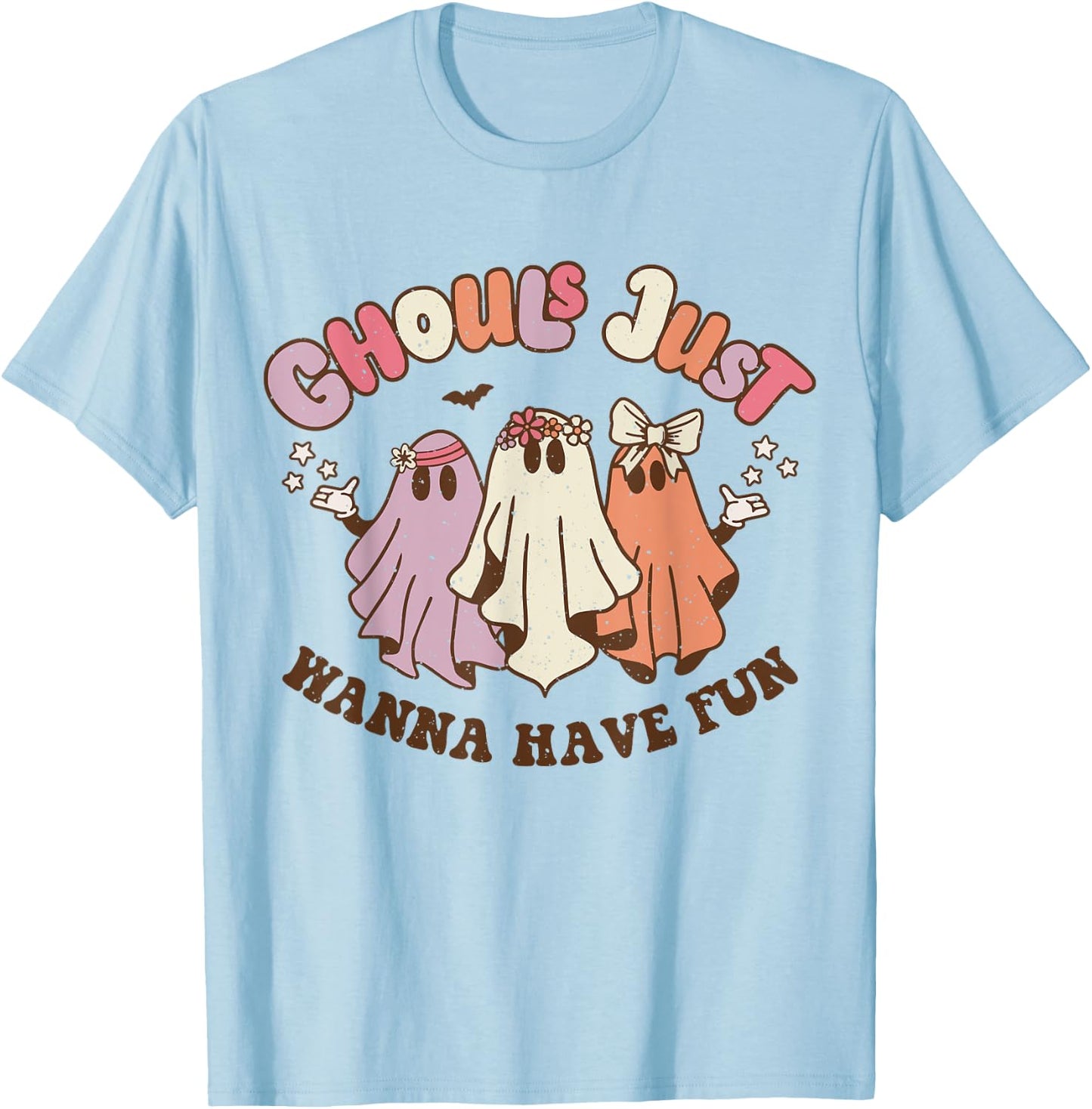 Ghouls Just Wanna Have Fun Retro Halloween Groovy Party T-Shirt - T-Shirt | Light Blue