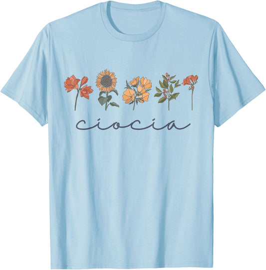 Ciocia Polish Aunt Cute Great Aunt Boho Wildflowers Poland T-Shirt - T-Shirt | Light Blue
