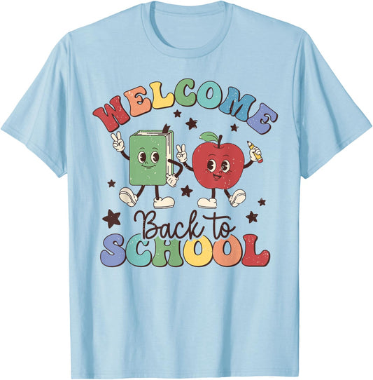 Welcome Back To School Teachers Boys Girls Happy First Day T-Shirt - T-Shirt | Light Blue
