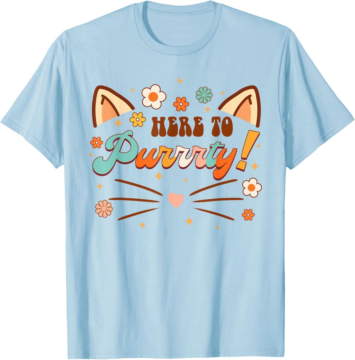 Here To Purrty Bridesmaid Bride Babe Bachelorette Matching T-Shirt - T-Shirt | Light Blue