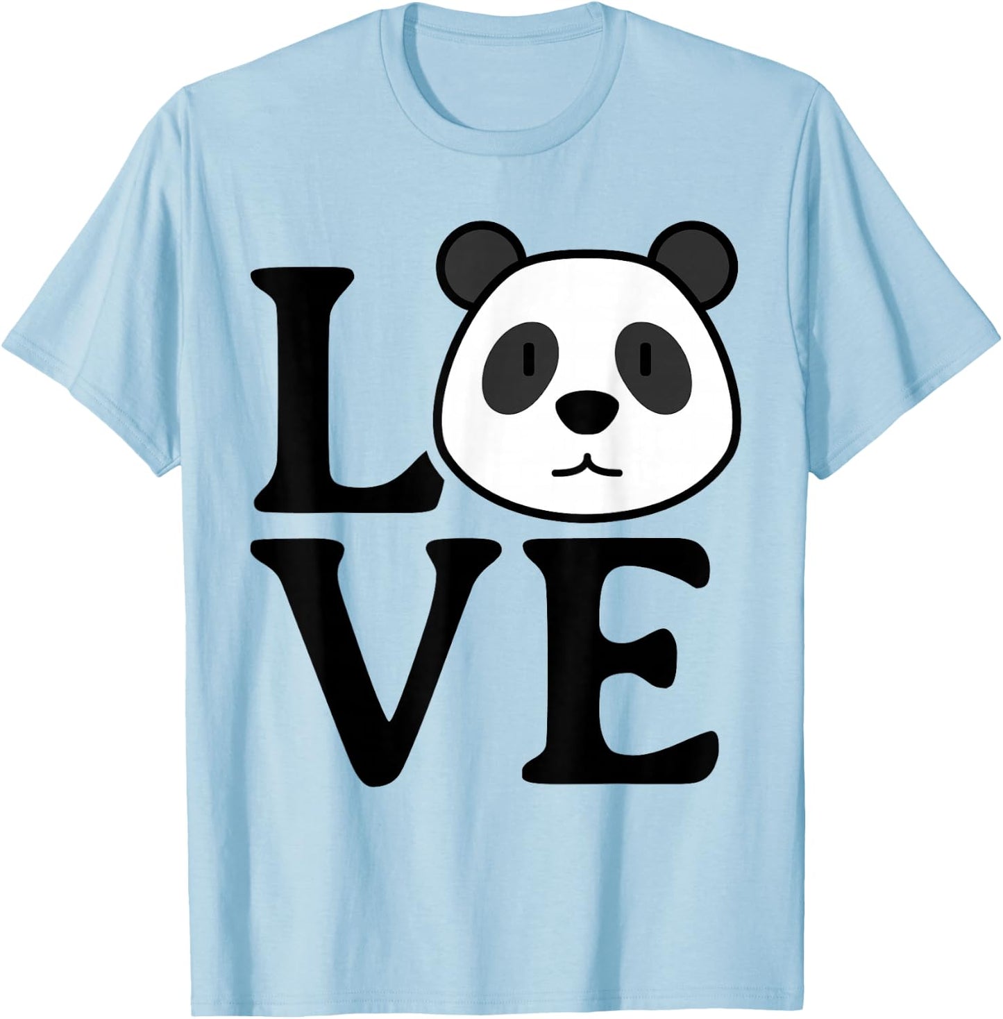 LOVE Panda Cute Funny Kawaii Minimalist Graphic Design T-Shirt - T-Shirt | Light Blue
