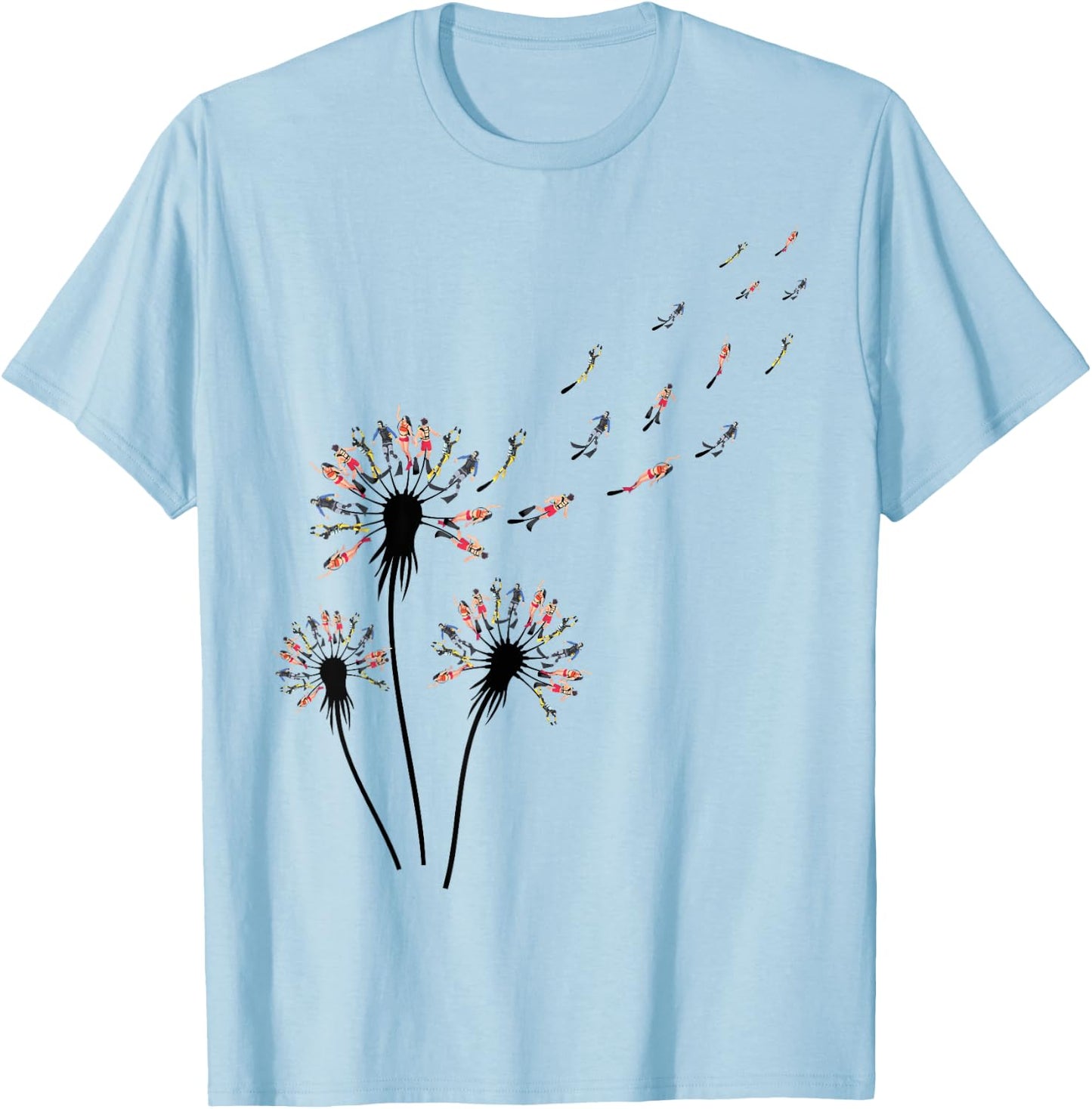 Dandelion Diving Shirt for Scuba Diver | Scuba Diving T-Shirt - T-Shirt | Light Blue