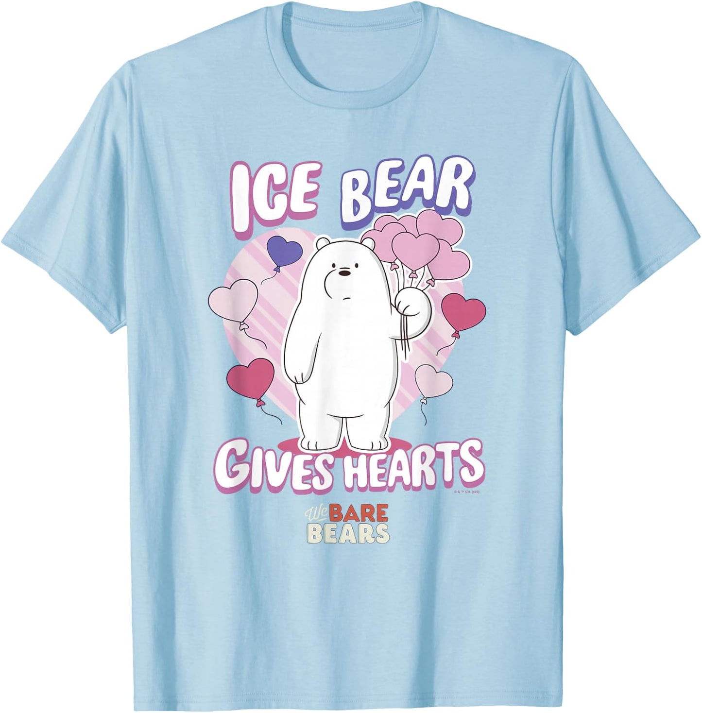 We Bare Bears Valentine's Day Ice Bear Hearts T-Shirt - T-Shirt | Light Blue