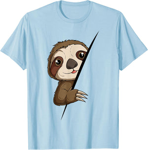 Sloth Children Girls Boys Women T-Shirt - T-Shirt | Light Blue