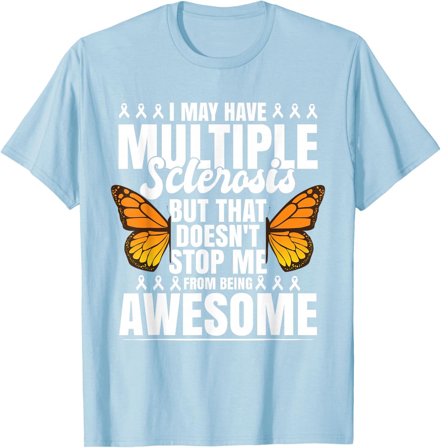 Multiple Sclerosis MS Butterfly T-Shirt - T-Shirt | Light Blue