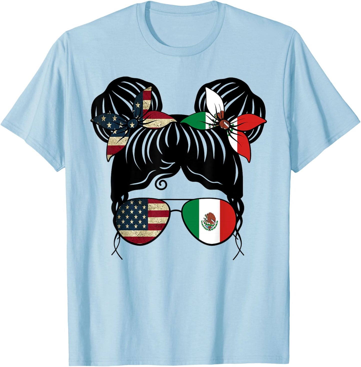 Half American Half Mexican Girl USA Mexico Flag Kids T-Shirt - T-Shirt | Light Blue