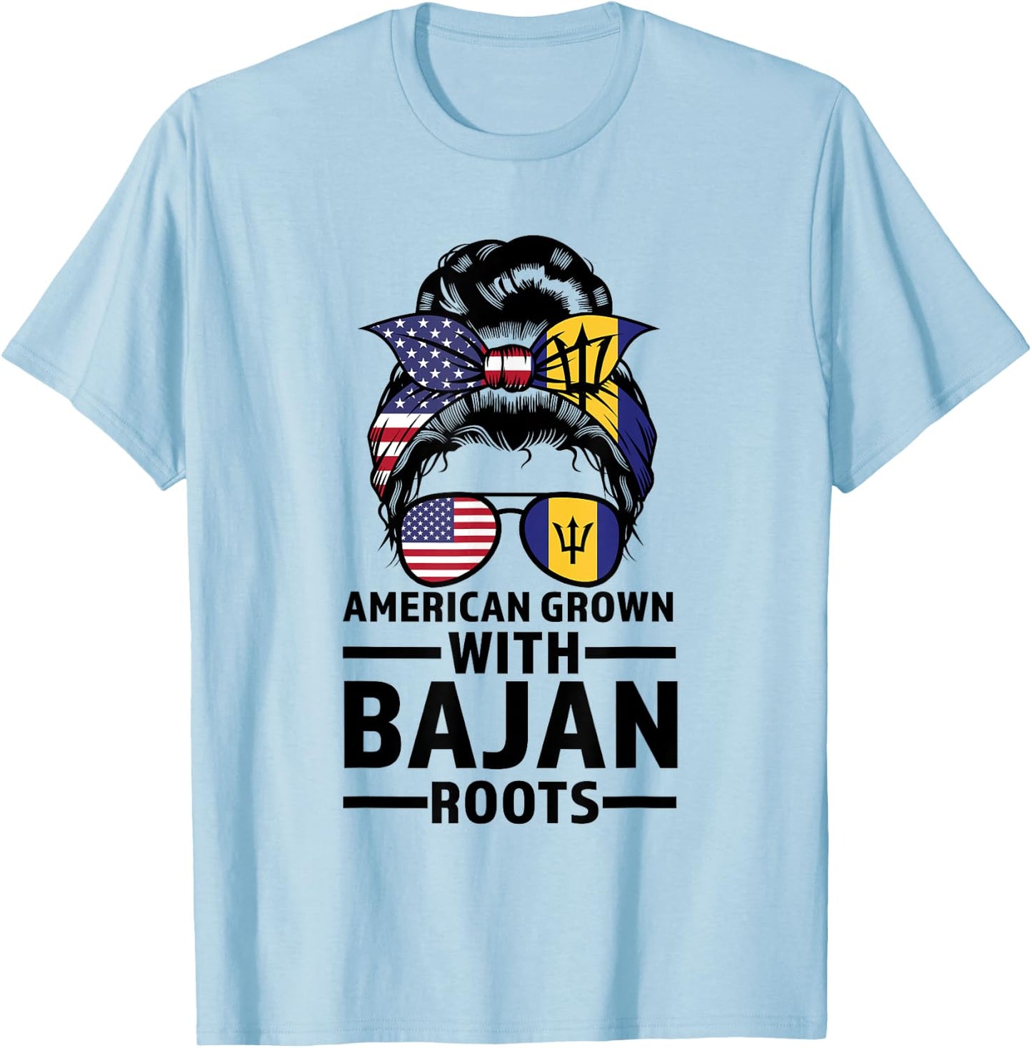 american grown with Bajan roots Bajan T-Shirt - T-Shirt | Light Blue