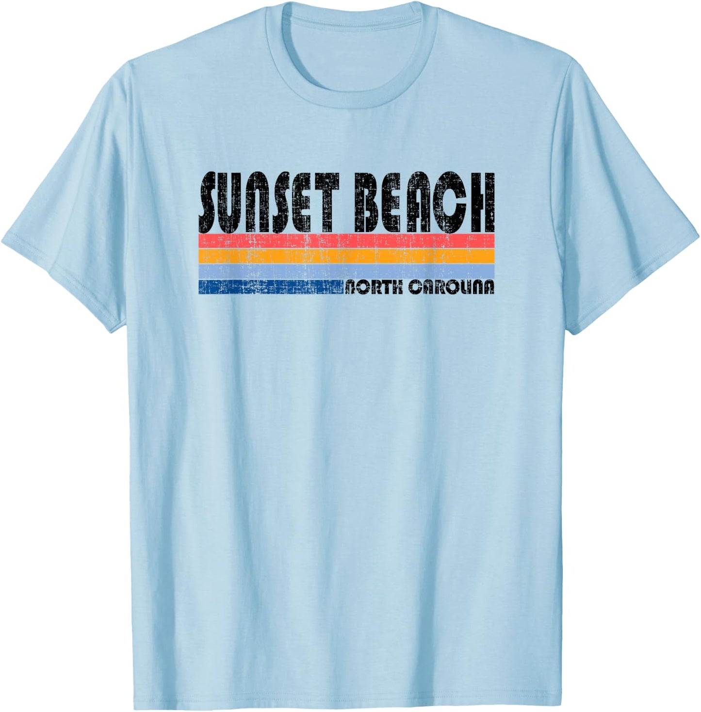 Vintage 70s 80s Style Sunset Beach, NC Women T-Shirt - T-Shirt | Light Blue