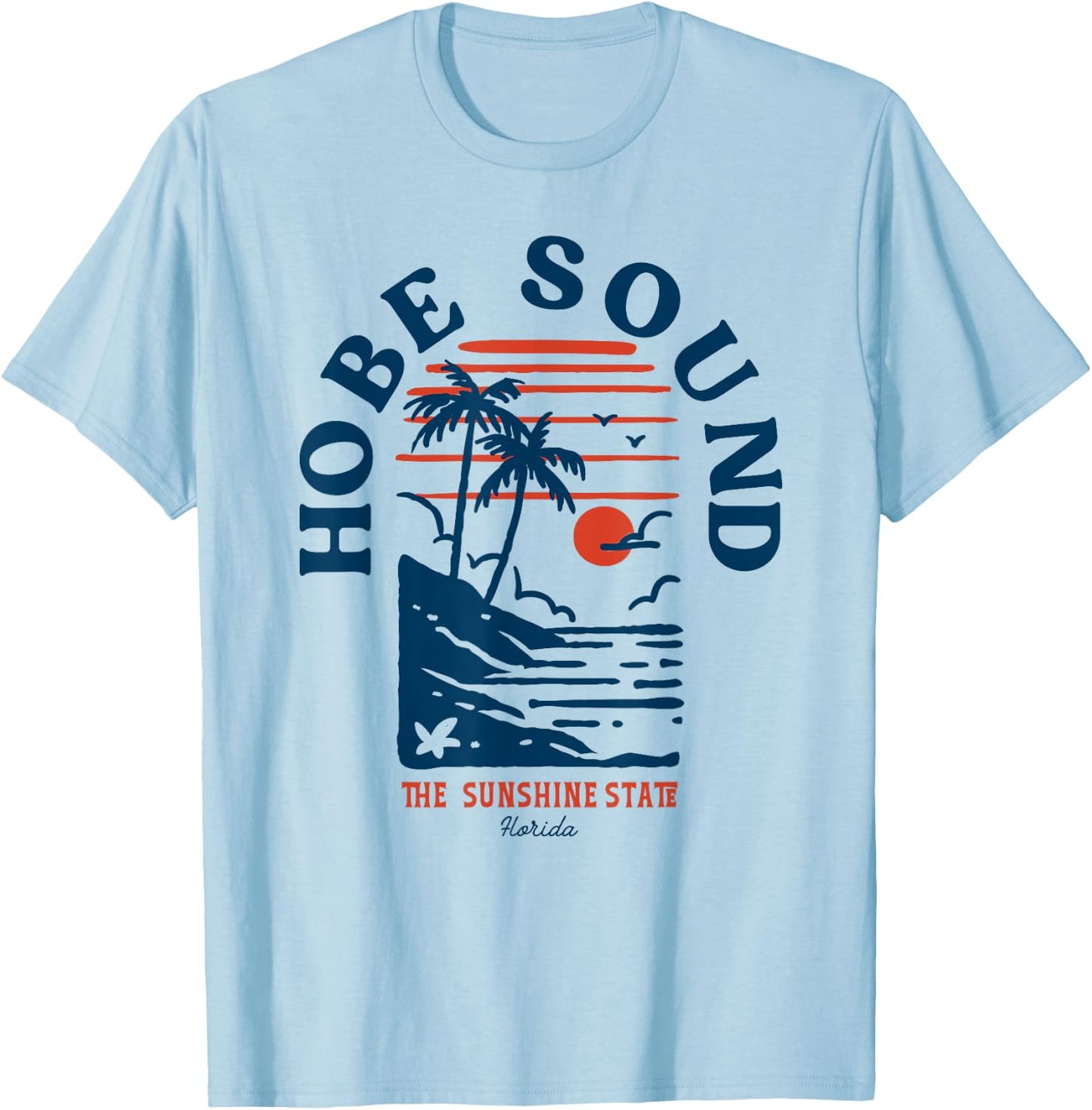 Hobe Sound Florida Retro Surfer Vintage Beach Men Women T-Shirt - T-Shirt | Light Blue