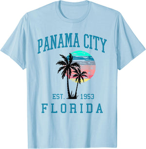 Panama City Florida Spring Vacations Beach Palm Trees Summer T-Shirt - T-Shirt | Light Blue