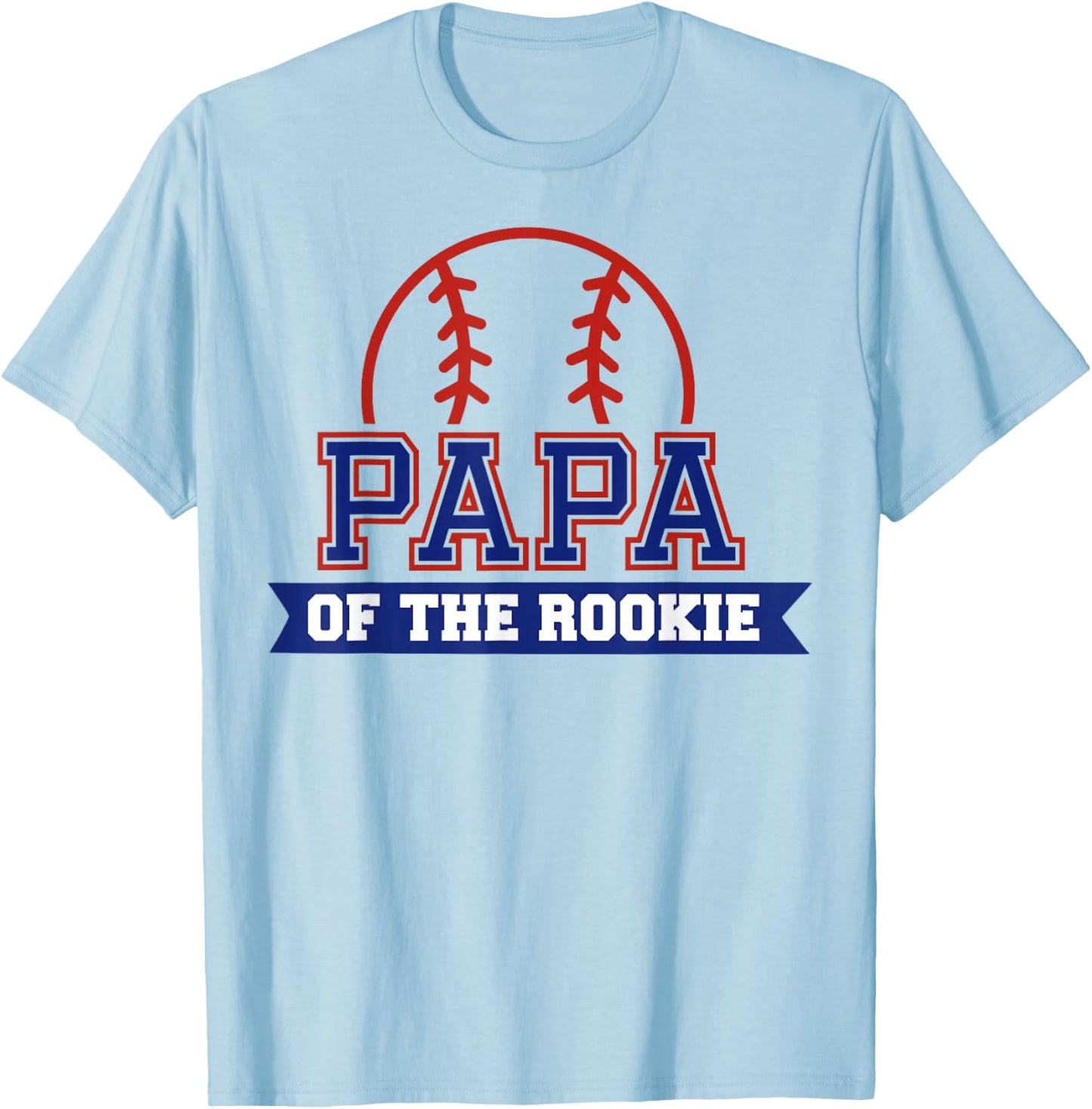 Papa of Rookie 1st Birthday Baseball Theme Matching Party T-Shirt - T-Shirt | Light Blue