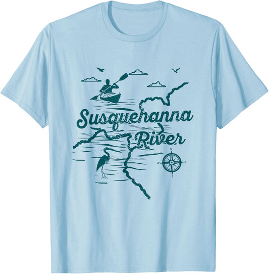 Susquehanna River Nature Lover Kayaking Pennsylvania Kayaker T-Shirt - T-Shirt | Light Blue