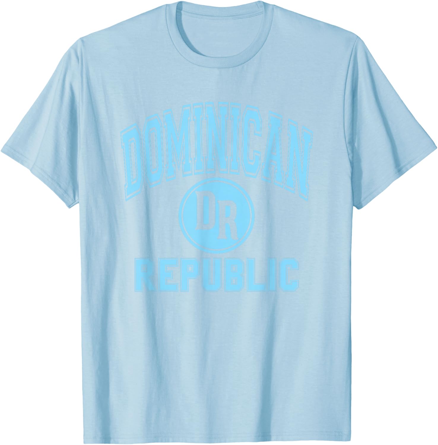 Dominican Republic DR Circle White with Light Blue Print T-Shirt - T-Shirt | Light Blue