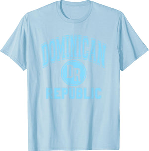 Dominican Republic DR Circle White with Light Blue Print T-Shirt - T-Shirt | Light Blue