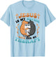 Jesus Is My Savior Cats Are My Therapy Cats & Jesus T-Shirt - T-Shirt | Light Blue