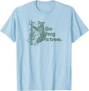 Trendy Go Hug A Tree Climbing Bear Cub T-Shirt - T-Shirt | Light Blue
