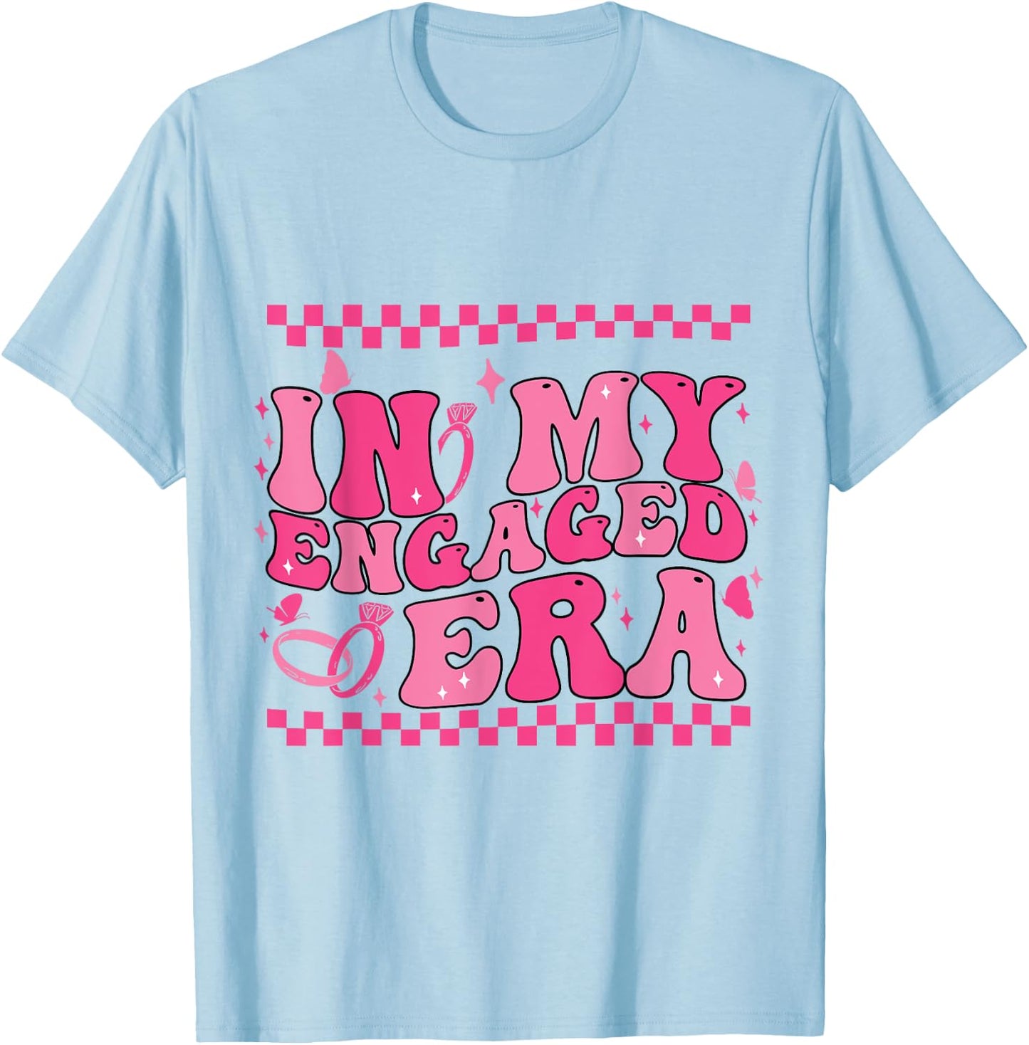 In My Engaged Era Groovy Bride Bachelorette Party Bridesmaid T-Shirt - T-Shirt | Light Blue