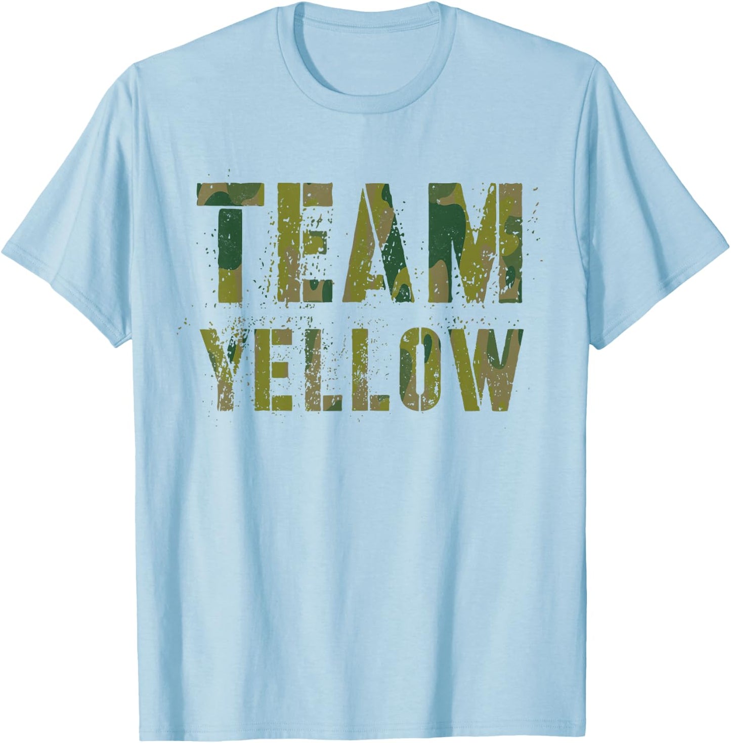 Vintage TEAM YELLOW Camo Crew Summer Camp War Game Squad T-Shirt - T-Shirt | Light Blue
