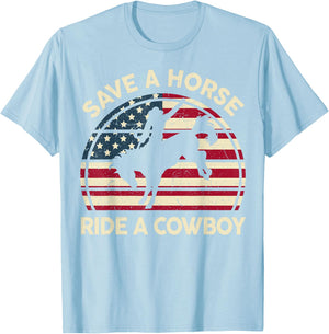 Horse Racing Shirt Save A Horse Ride A Cowboy Horse Lover T-Shirt - T-Shirt | Light Blue
