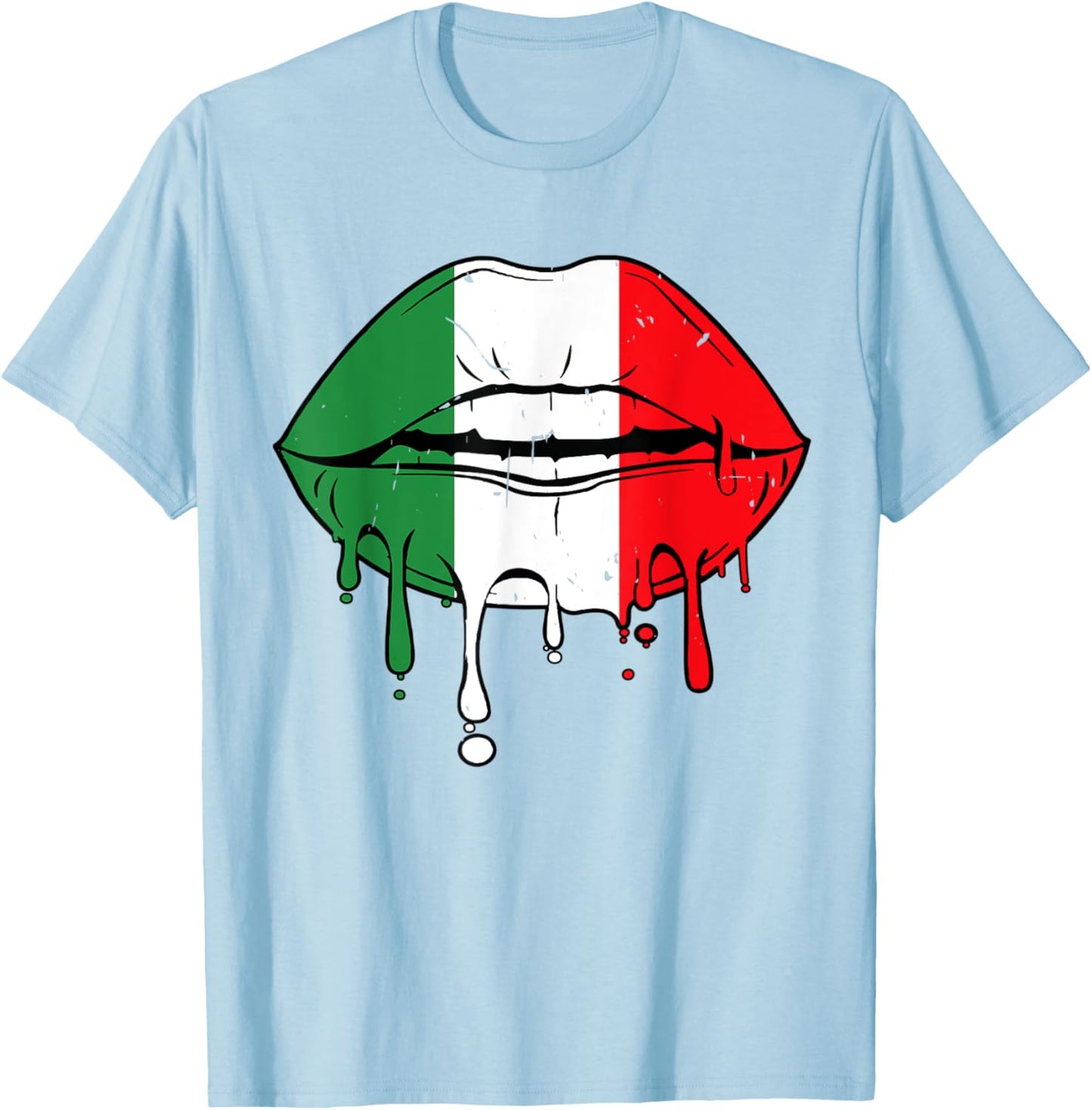 Cinco De Mayo Outfit Women Men Sexy Lip Mexican Flag Funny T-Shirt - T-Shirt | Light Blue