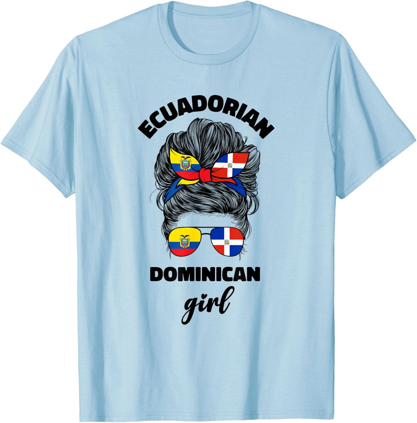 Half Dominican And Ecuadorian Ecuador Flag Girl Women Mix T-Shirt - T-Shirt | Light Blue