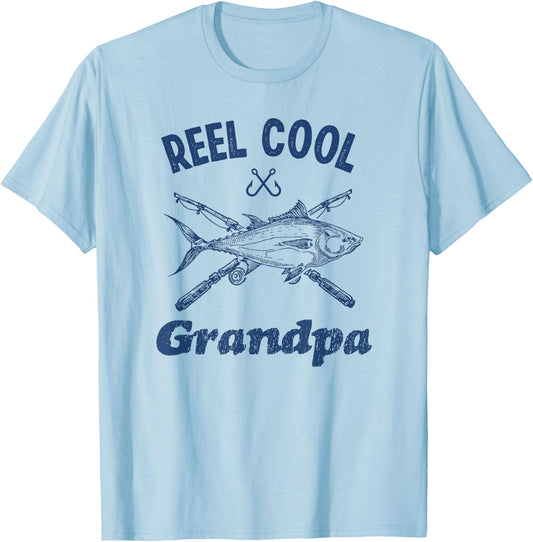 Reel Cool Grandpa Fishing Vintage T-Shirt - T-Shirt | Light Blue