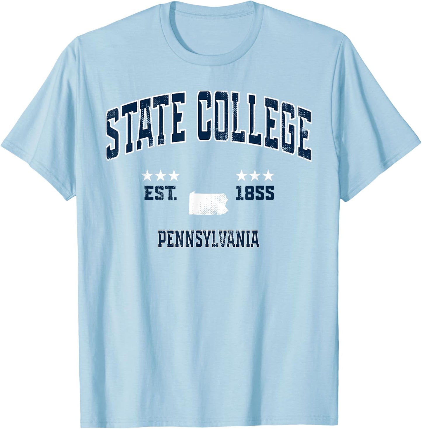 State College Pennsylvania PA Vintage Athletic Navy Sports T-Shirt - T-Shirt | Light Blue