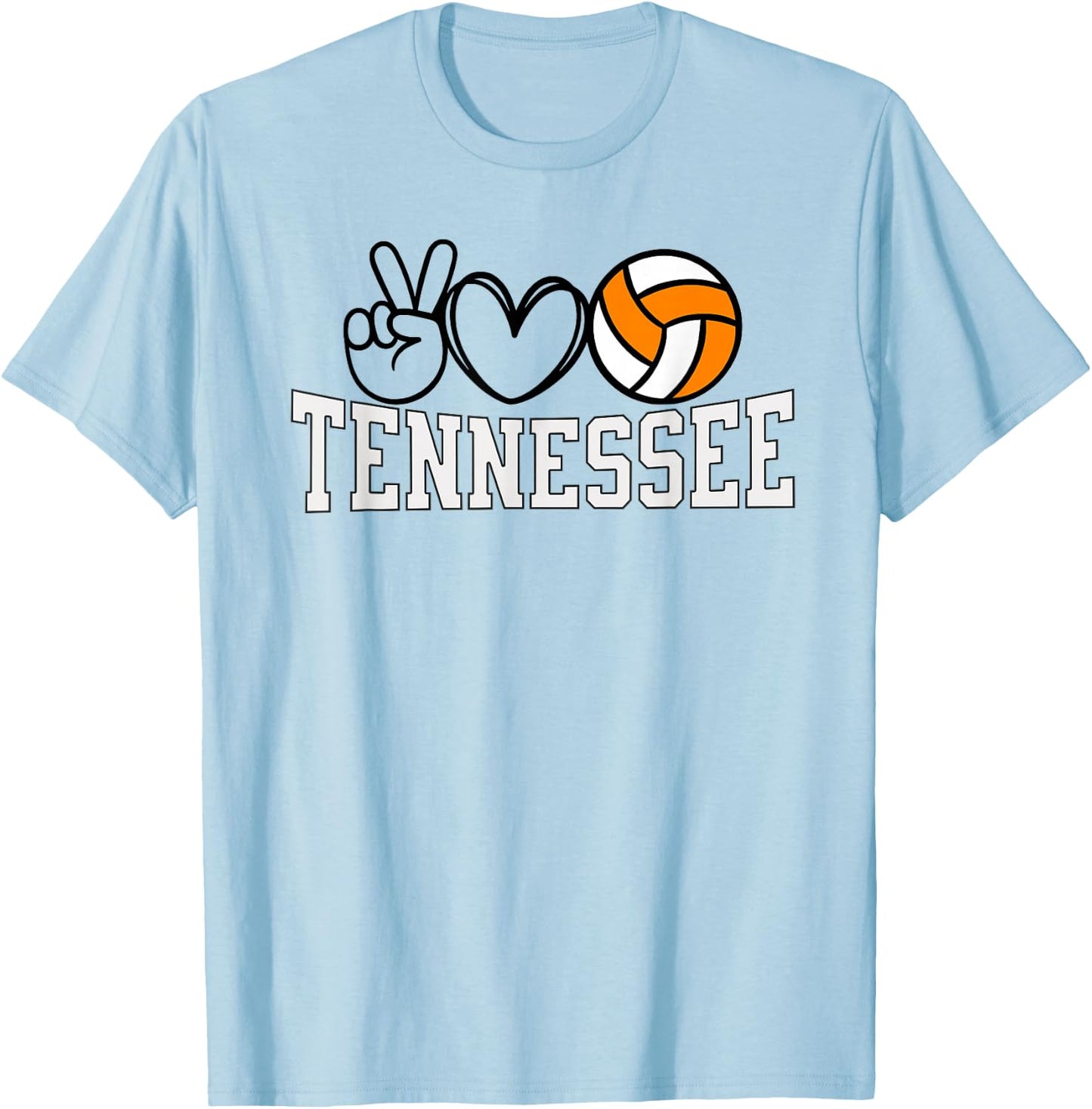 Tennessee Volunteer State Volleyball | Peace Love Volleyball T-Shirt - T-Shirt | Light Blue
